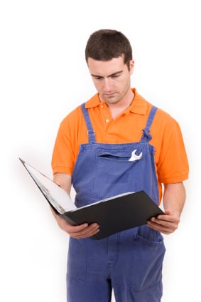 Technician looking at repair history