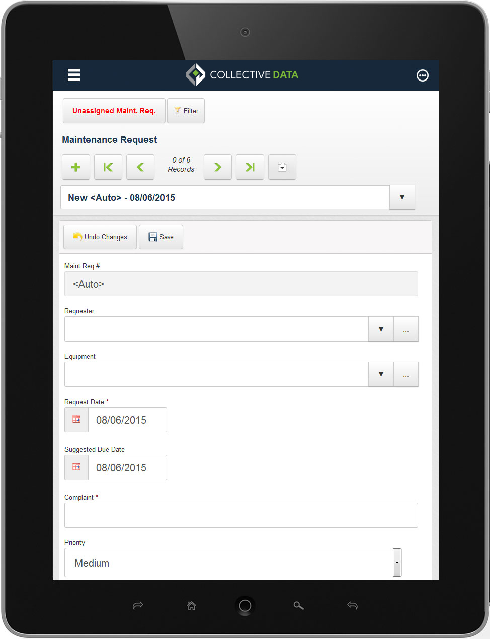 Maintenance Request on Tablet