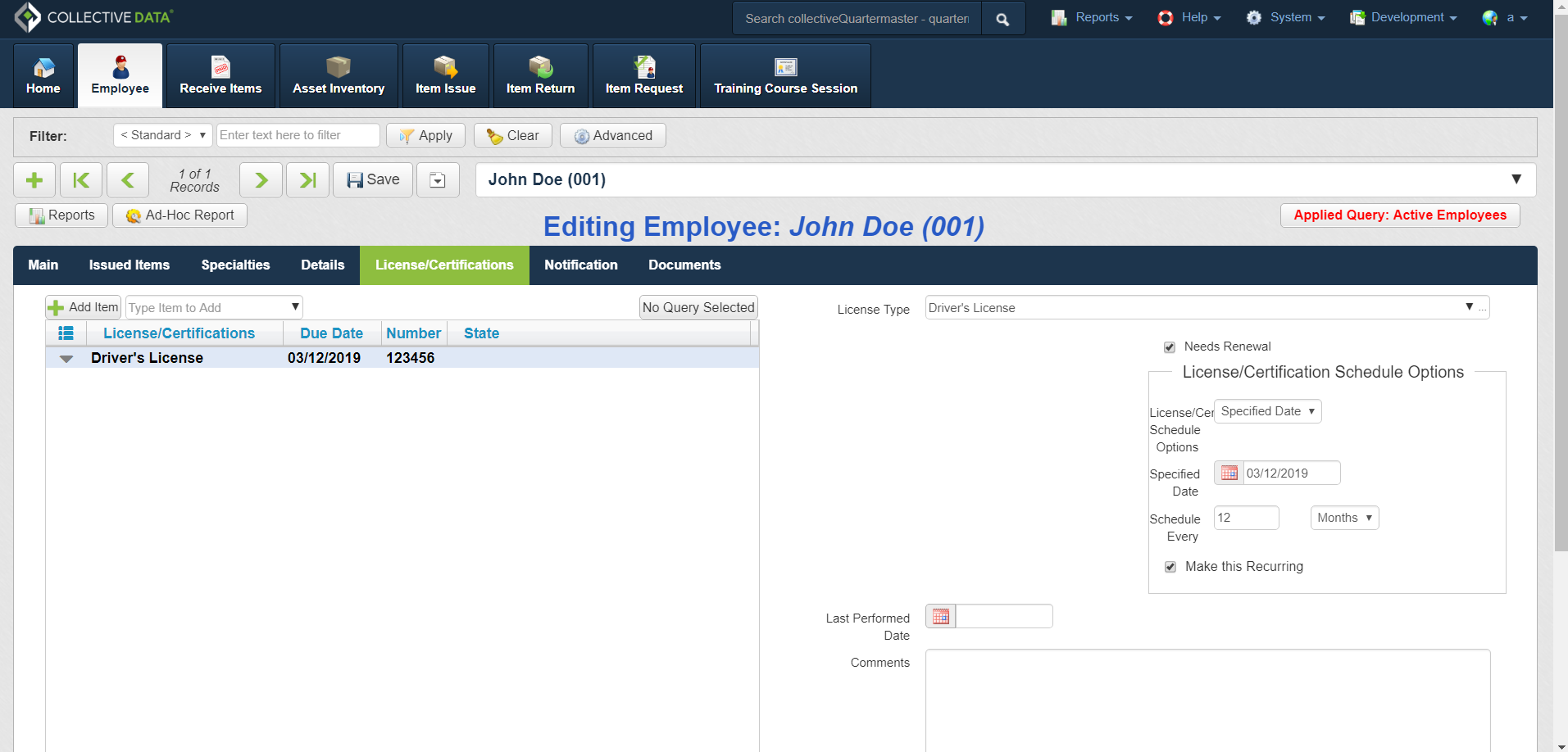 collectiveQuartermaster License Certificate View