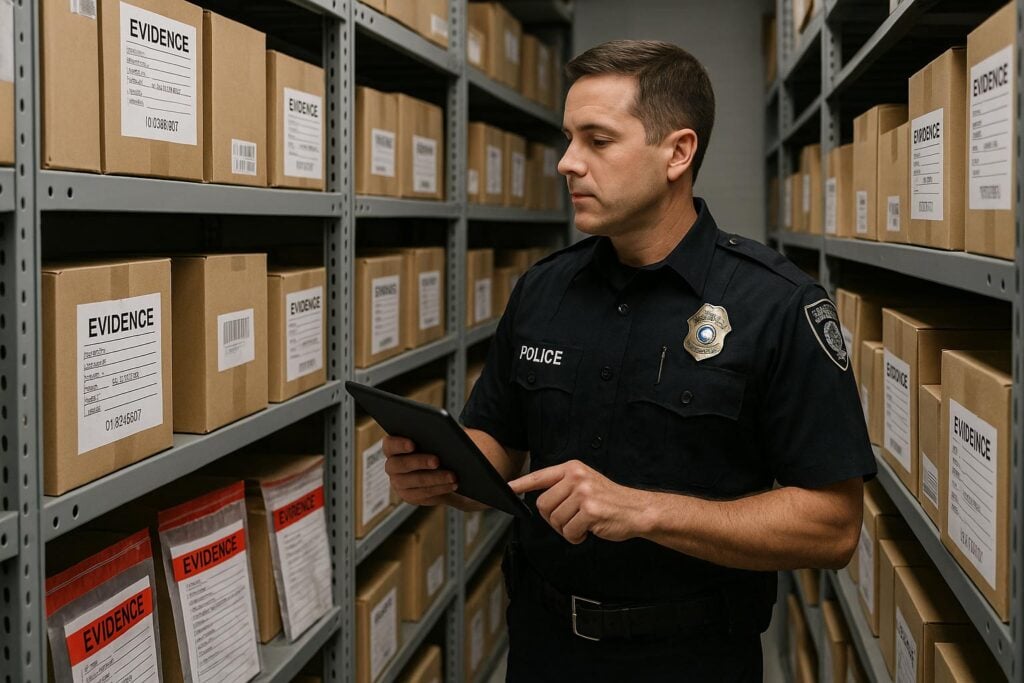 Man in evidence storeroom