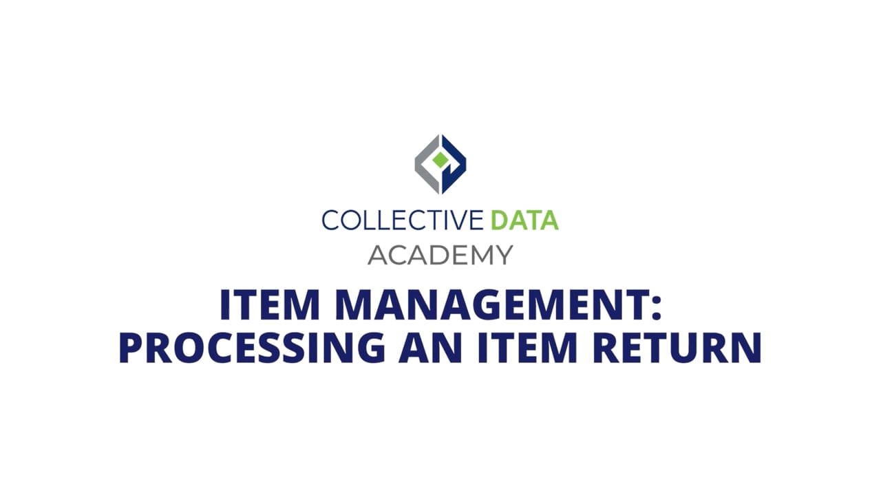 Item Management - Processing an Item Return